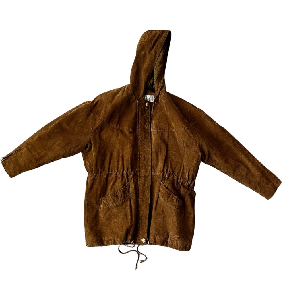 Rare 90’s Camel-Brown Leather Drawcord Jacket Coat